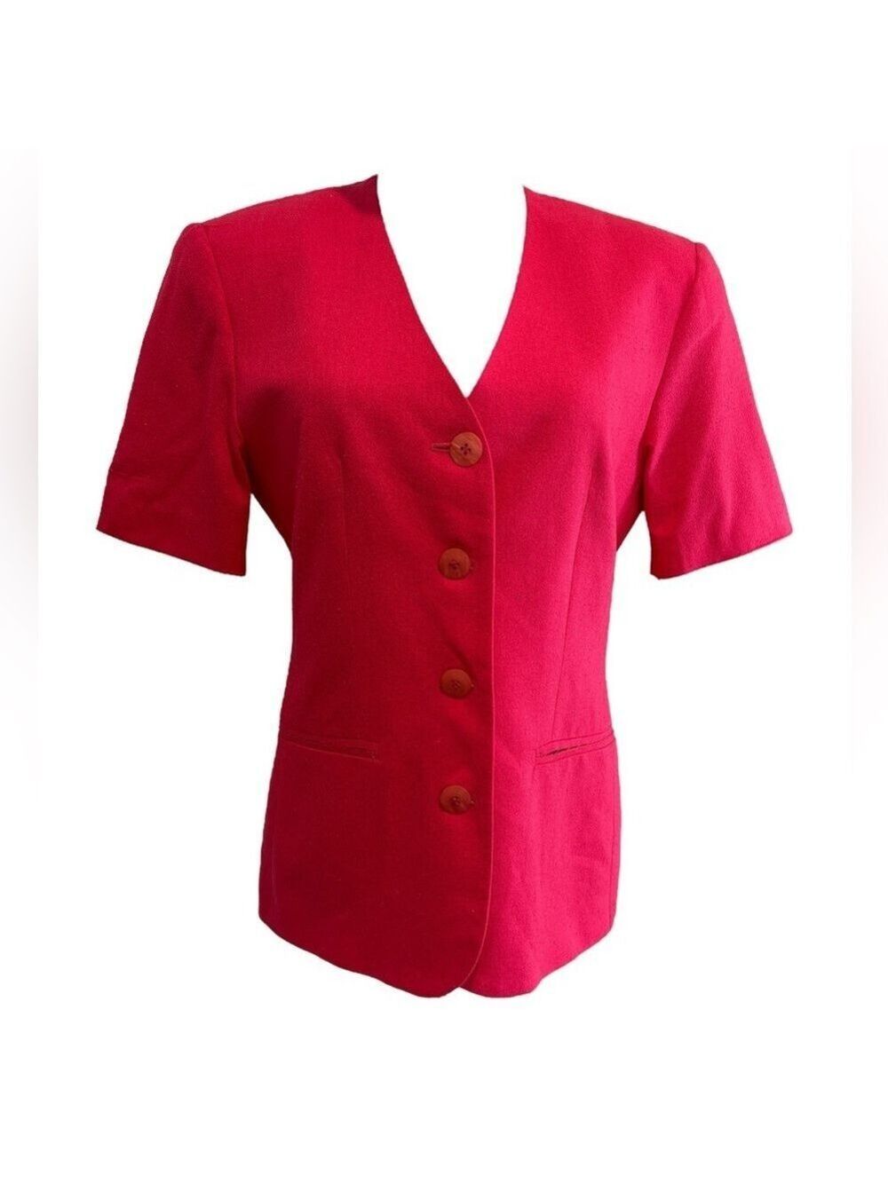 NWOT SLUBBED SILK COASTAL VIBRANT PINK SHORT SLEEVE CASUAL FITTED JACKET SZ 6